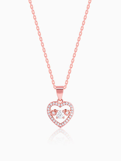 Rose Gold Love Heart Pendant with Link Chain