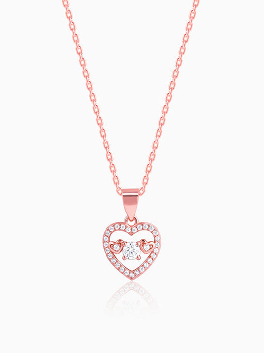 Rose Gold Love Heart Pendant with Link Chain