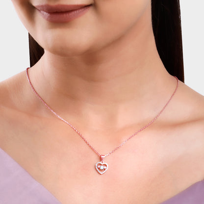 Anushka Sharma Rose Gold Love Heart Pendant with Link Chain