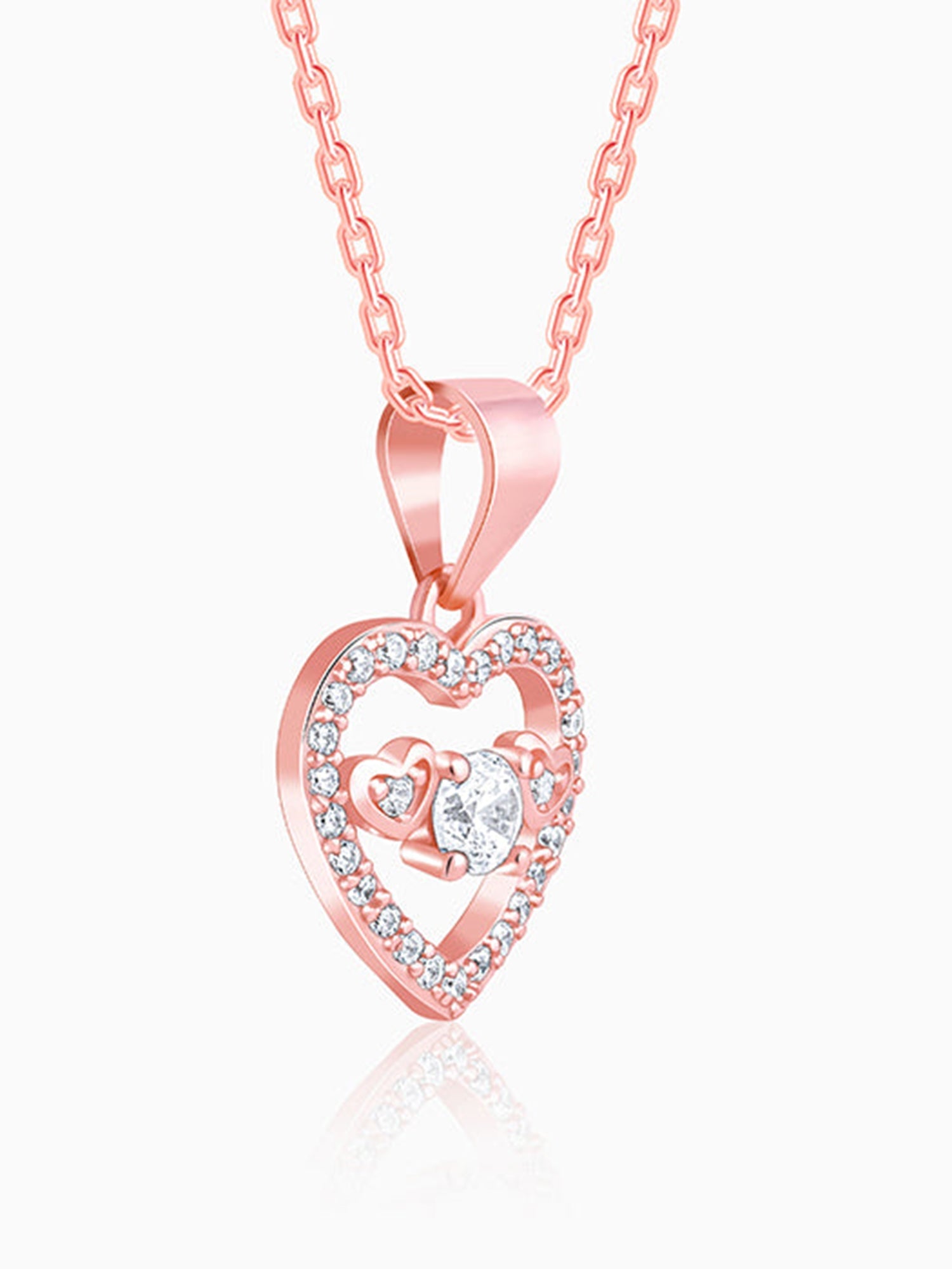 Rose Gold Love Heart Pendant with Link Chain