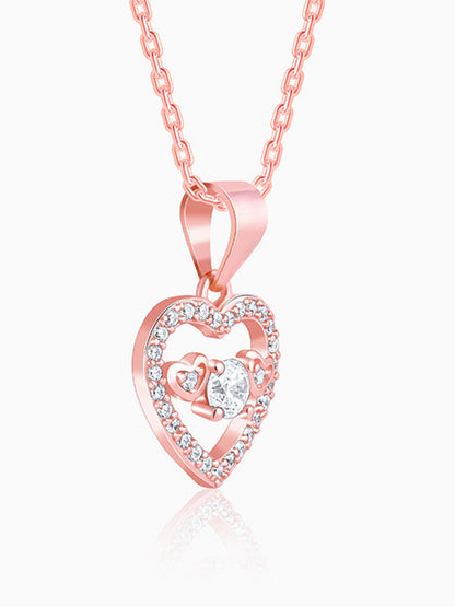 Rose Gold Love Heart Pendant with Link Chain