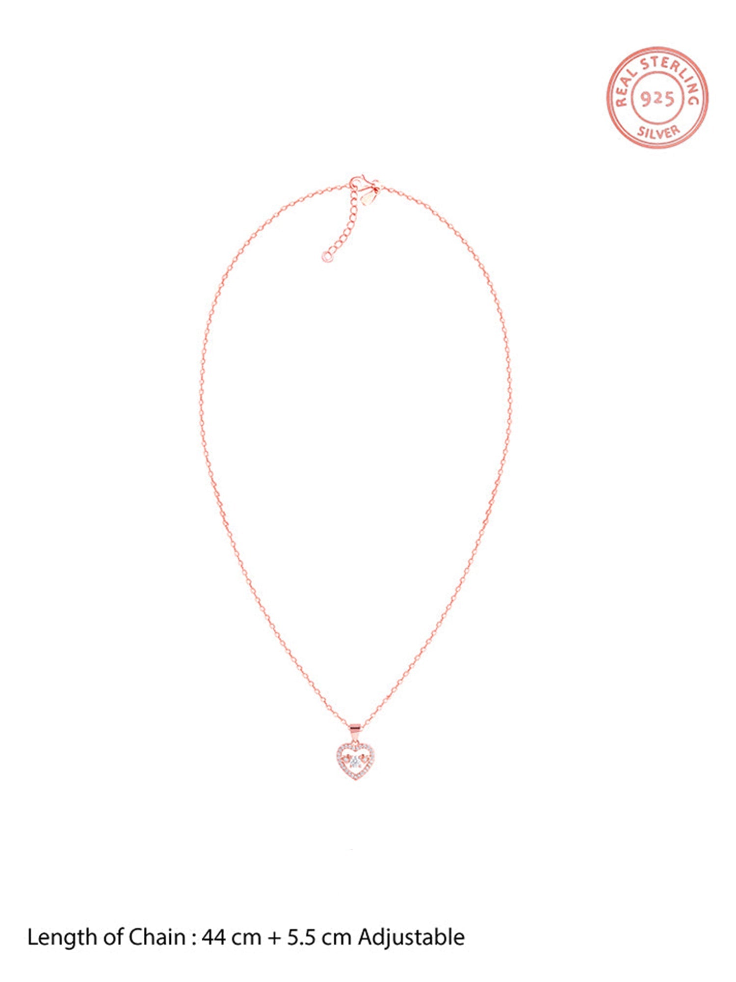 Rose Gold Love Heart Pendant with Link Chain