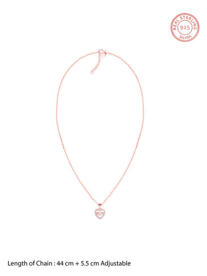 Rose Gold Love Heart Pendant with Link Chain