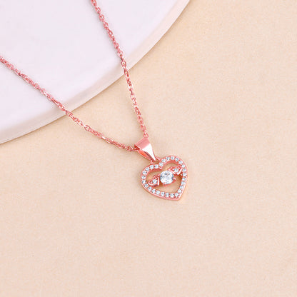 Anushka Sharma Rose Gold Love Heart Pendant with Link Chain
