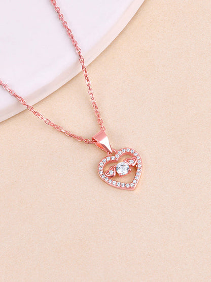 Rose Gold Love Heart Pendant with Link Chain