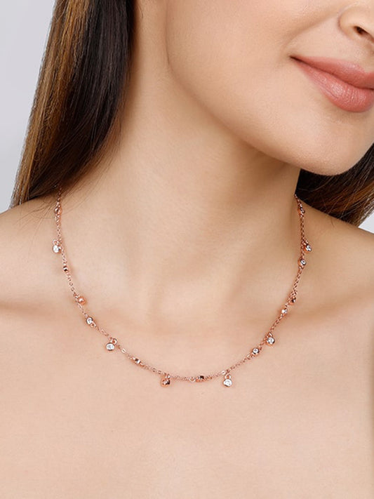 Rose Gold Covered In Charm Neckalce