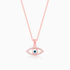 Rose Gold Evil Eye Pendant wiith Link Chain