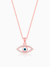 Rose Gold Evil Eye Pendant wiith Link Chain