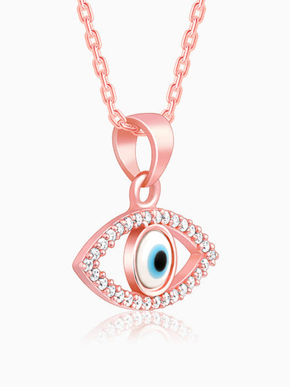 Rose Gold Evil Eye Pendant wiith Link Chain