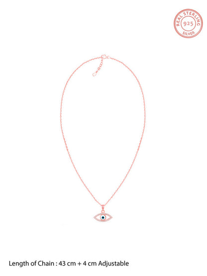 Rose Gold Evil Eye Pendant wiith Link Chain