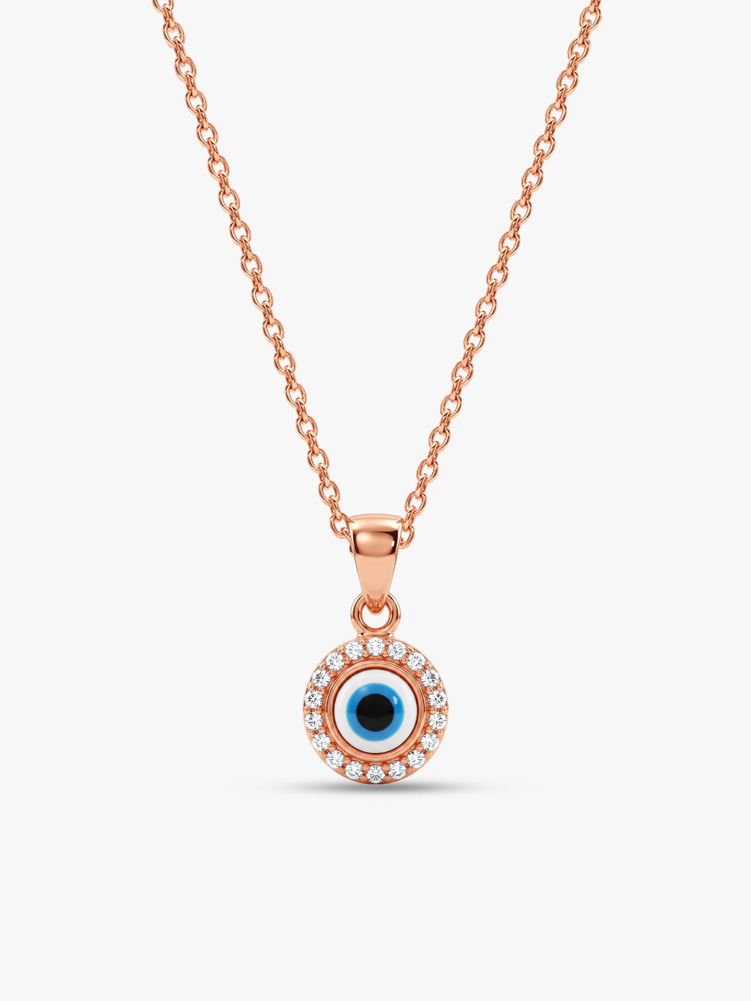 Rose Gold Studded Evil Eye Pendant