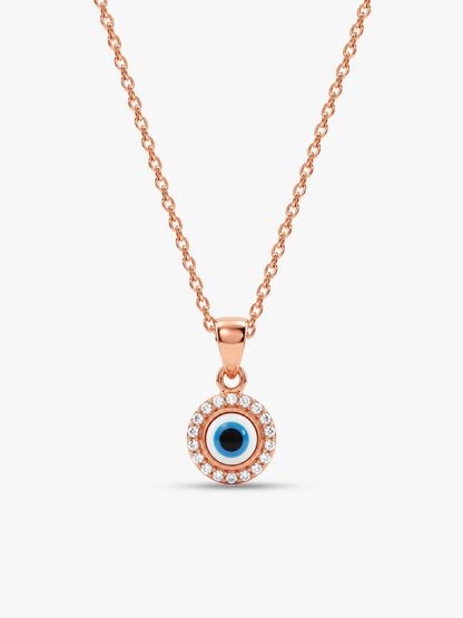 Rose Gold Studded Evil Eye Pendant