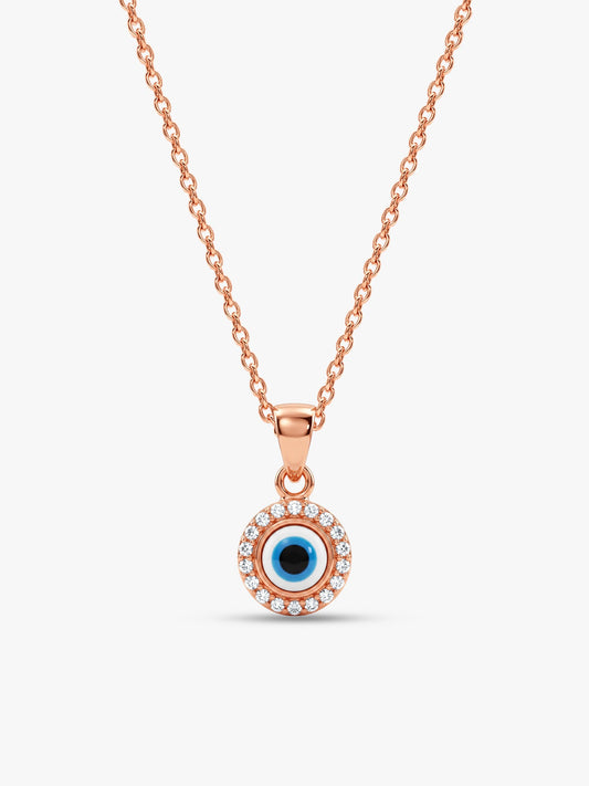 Rose Gold Studded Evil Eye Pendant