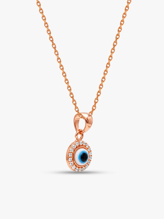 Rose Gold Studded Evil Eye Pendant