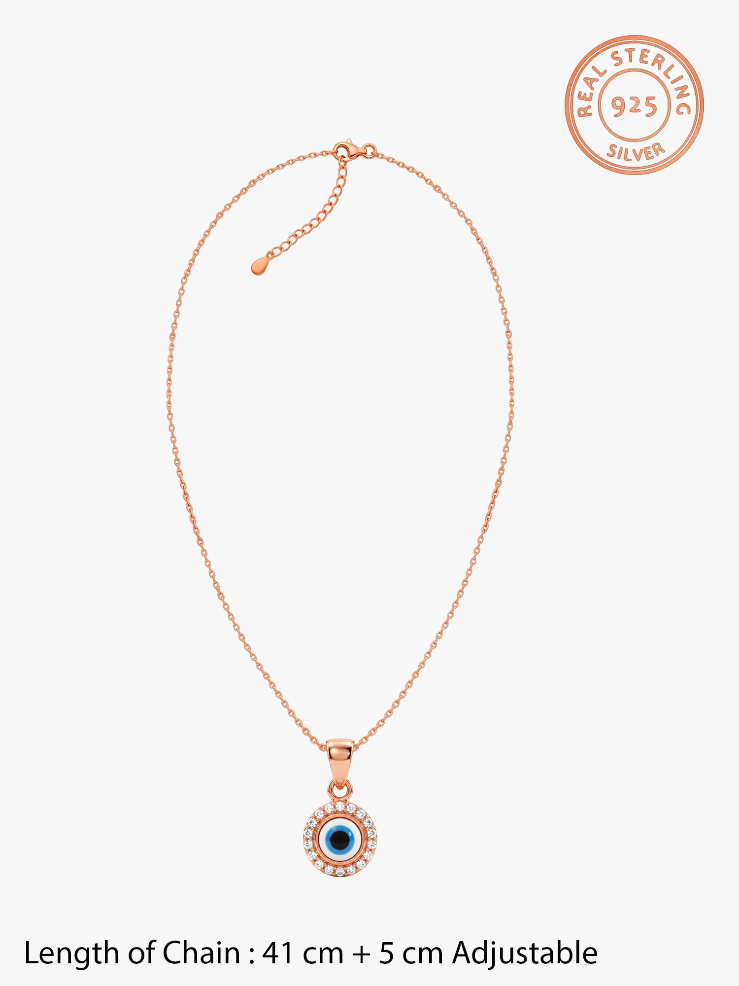 Rose Gold Studded Evil Eye Pendant