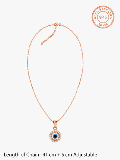 Rose Gold Studded Evil Eye Pendant