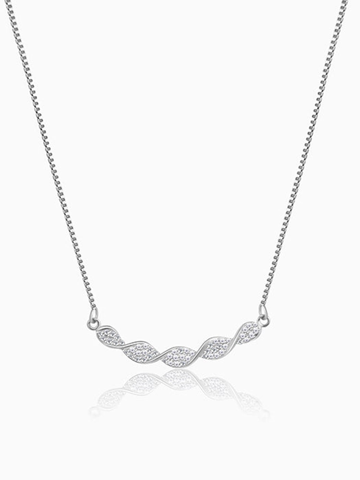 Silver Helix Zircon Necklace