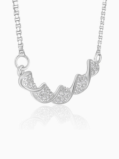 Silver Helix Zircon Necklace