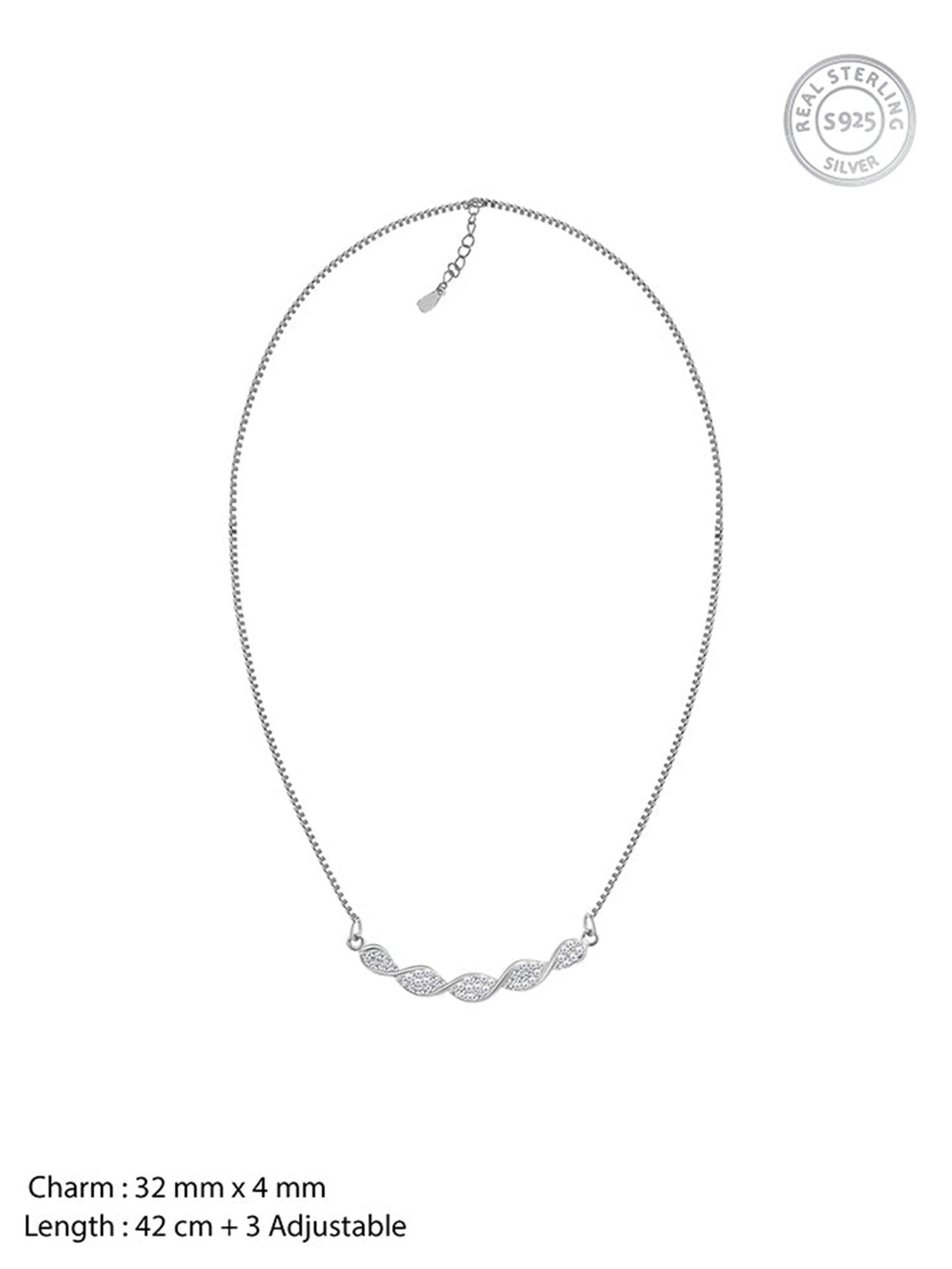 Silver Helix Zircon Necklace