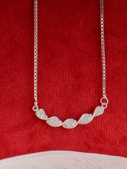 Silver Helix Zircon Necklace