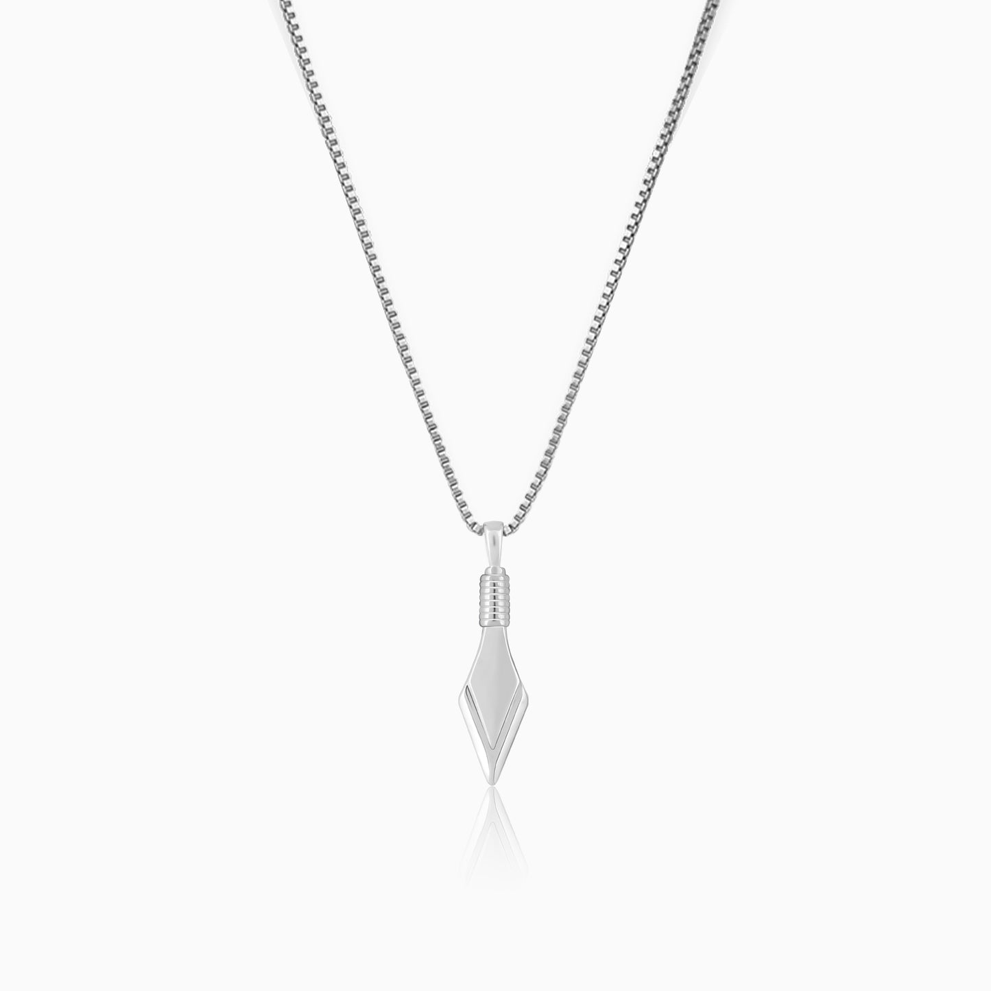Silver Rhombus Pendant with Box Chain for Him