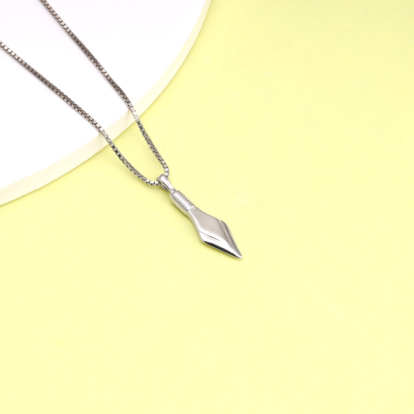 Silver Rhombus Pendant with Box Chain for Him