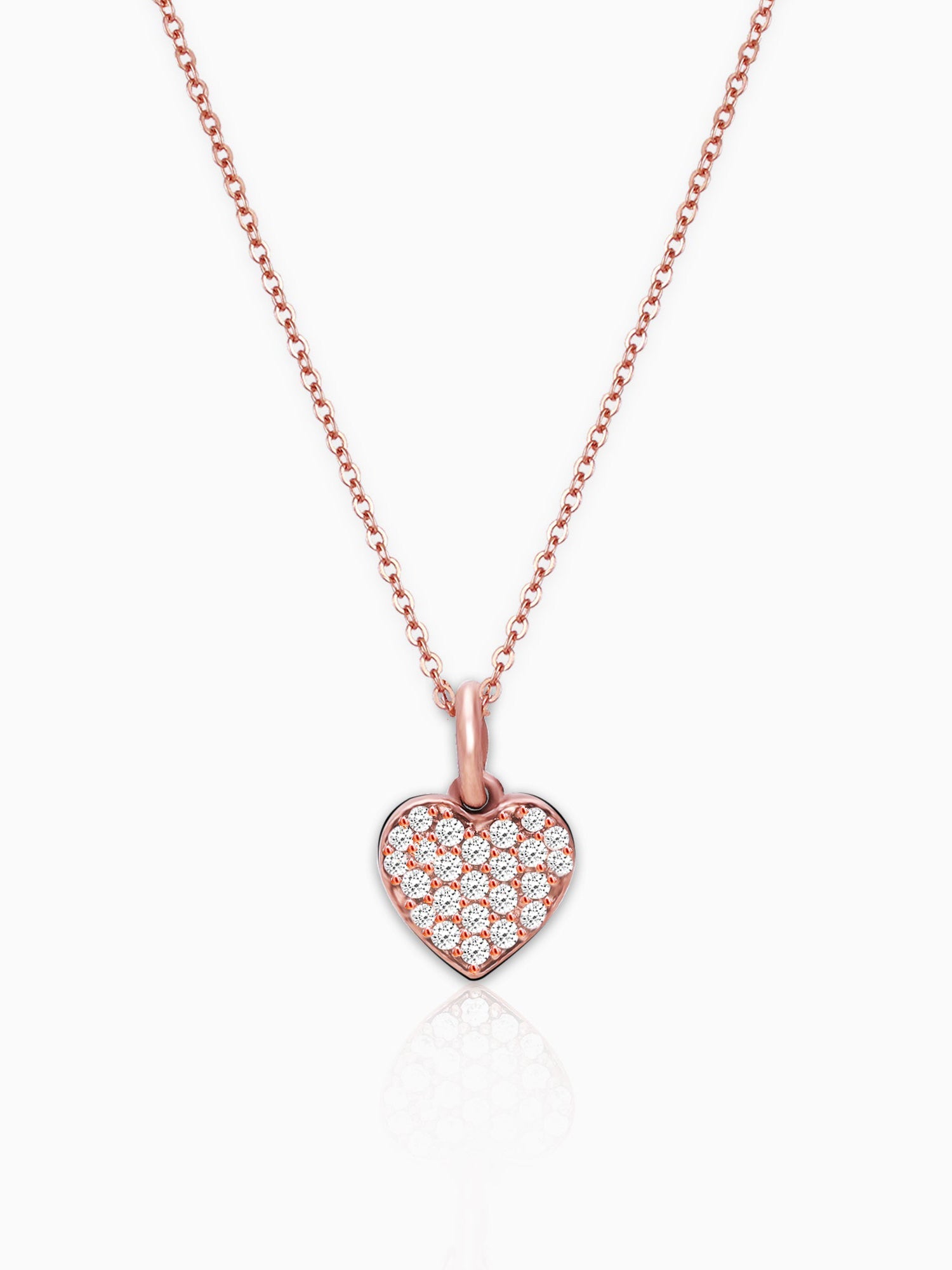 Rose Gold Little Heart Pendant With Link Chain