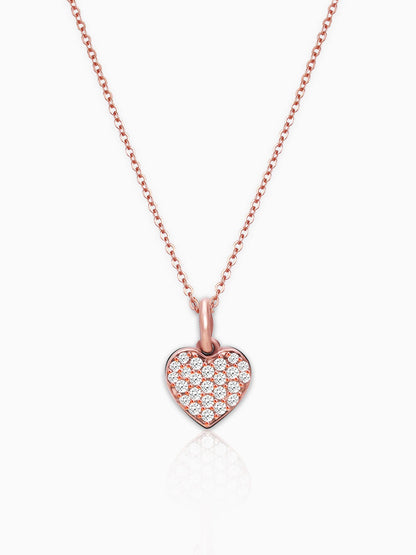 Rose Gold Little Heart Pendant With Link Chain