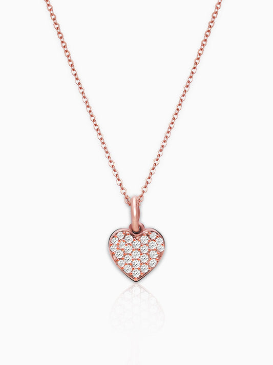 Rose Gold Little Heart Pendant With Link Chain