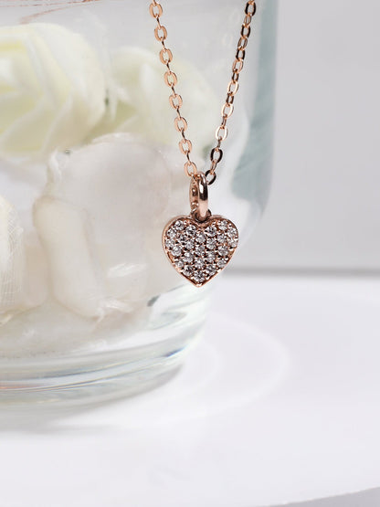 Rose Gold Little Heart Pendant With Link Chain