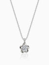 Silver Zircon Flower Pendant with Link Chain