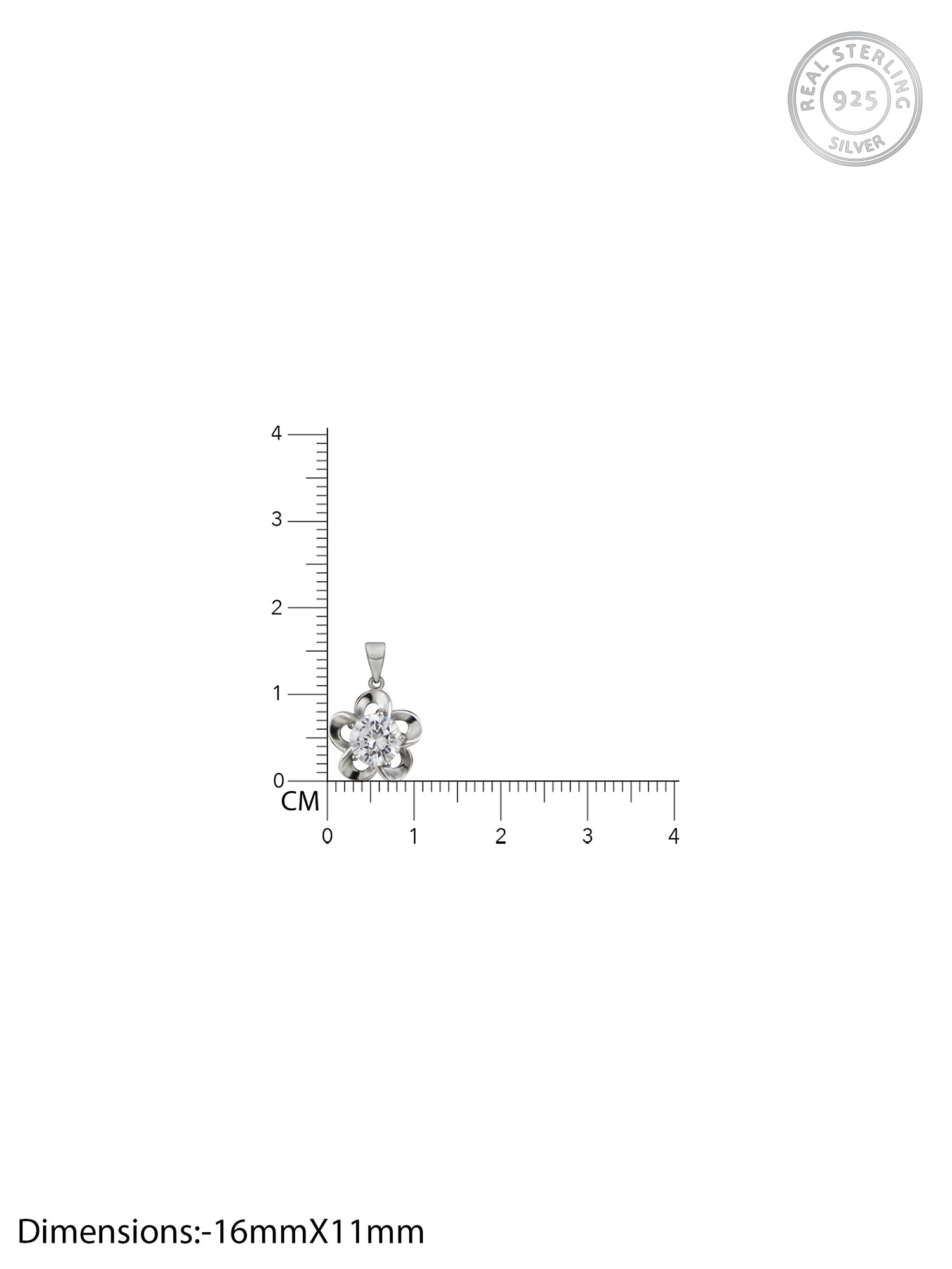 Silver Zircon Flower Pendant with Link Chain