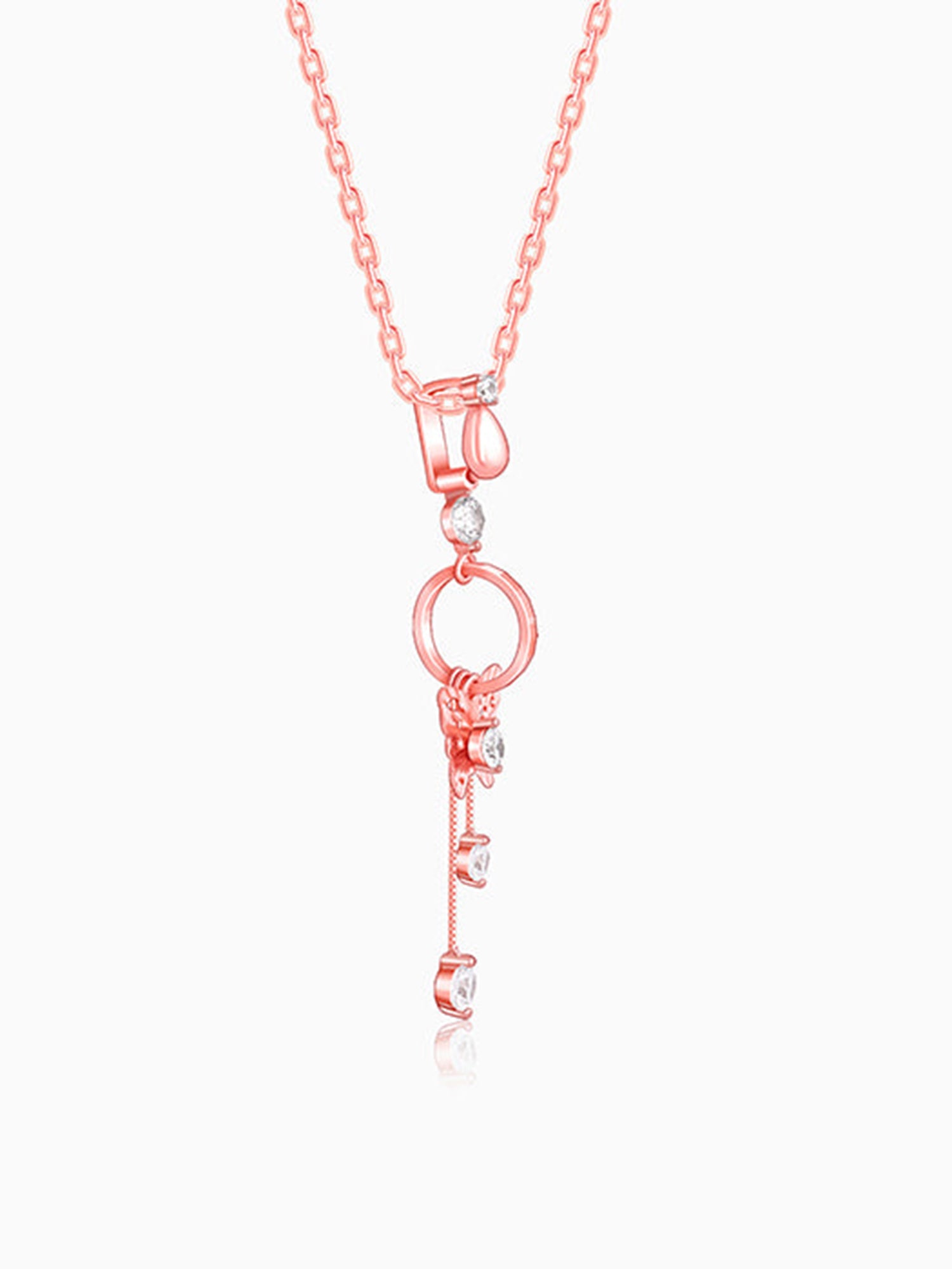 Rose Gold Charming Butterfly Pendant with Link Chain