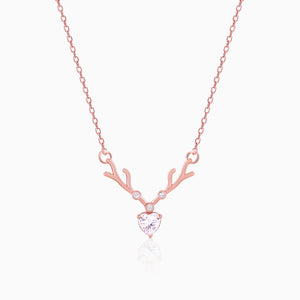 Rose Gold Deer Heart Necklace