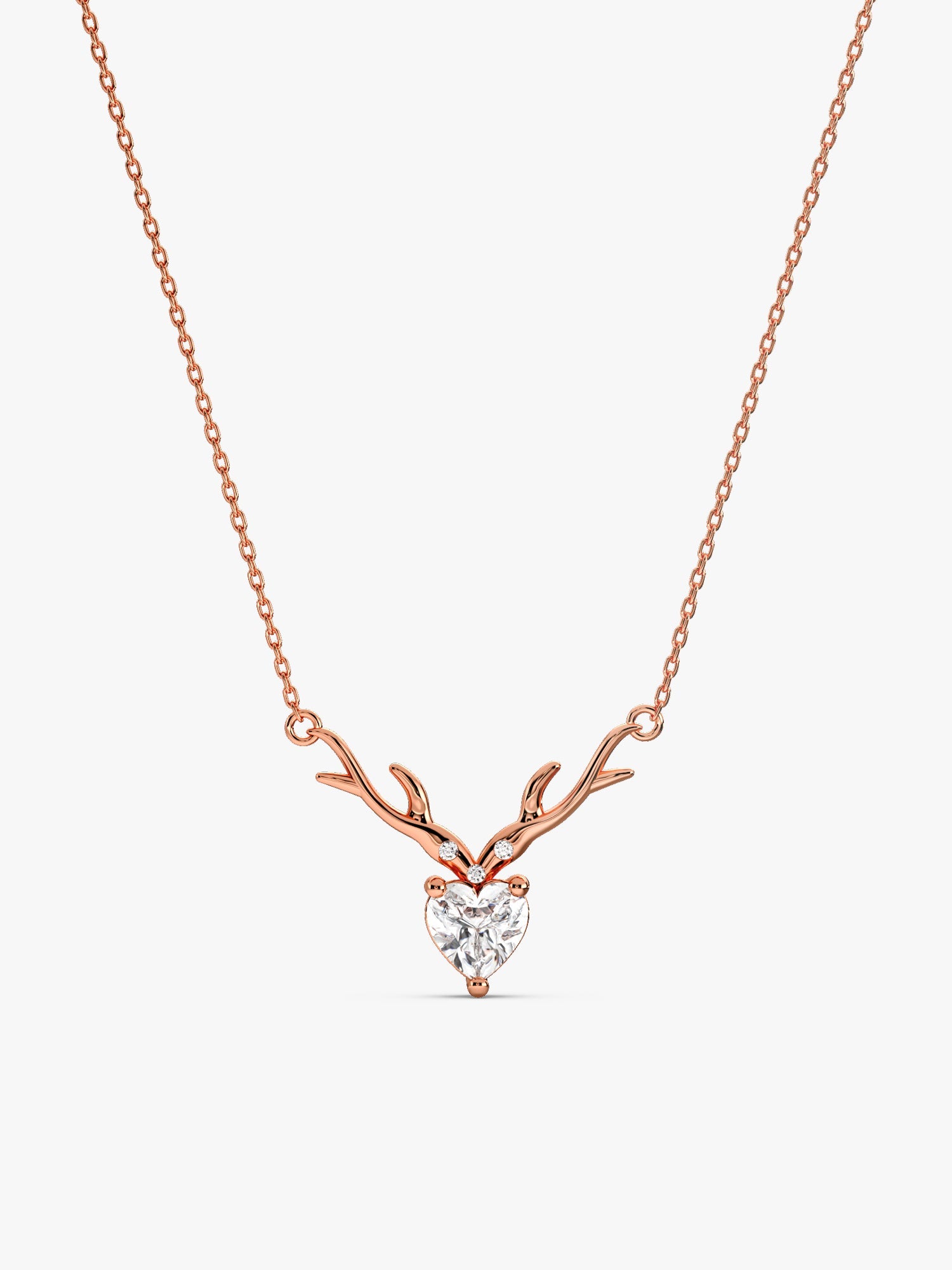 Rose Gold Deer Heart Necklace