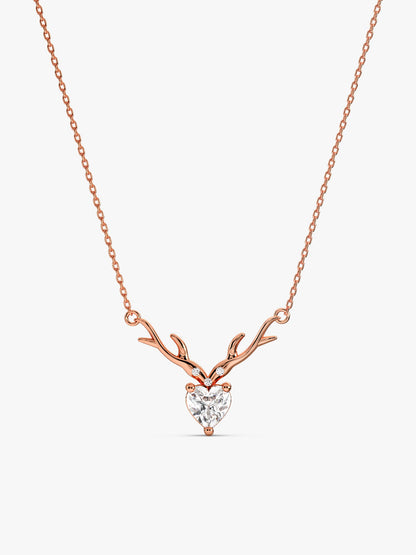 Rose Gold Deer Heart Necklace