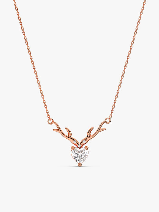 Rose Gold Deer Heart Necklace