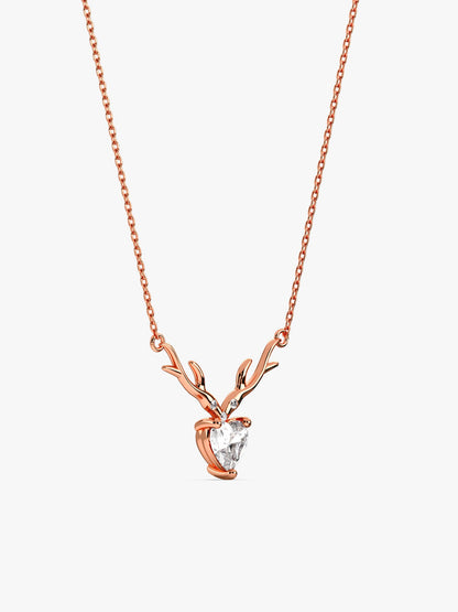 Rose Gold Deer Heart Necklace
