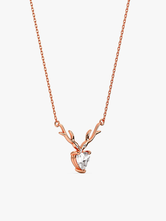 Rose Gold Deer Heart Necklace