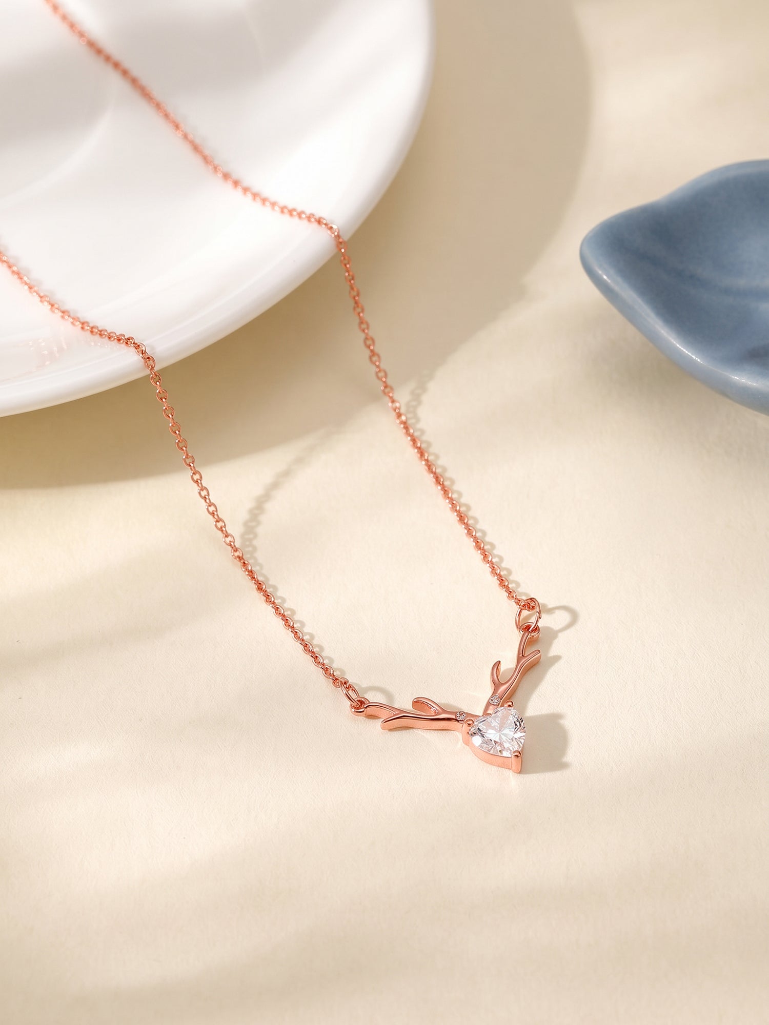 Rose Gold Deer Heart Necklace
