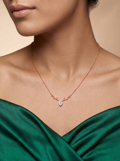Rose Gold Deer Heart Necklace
