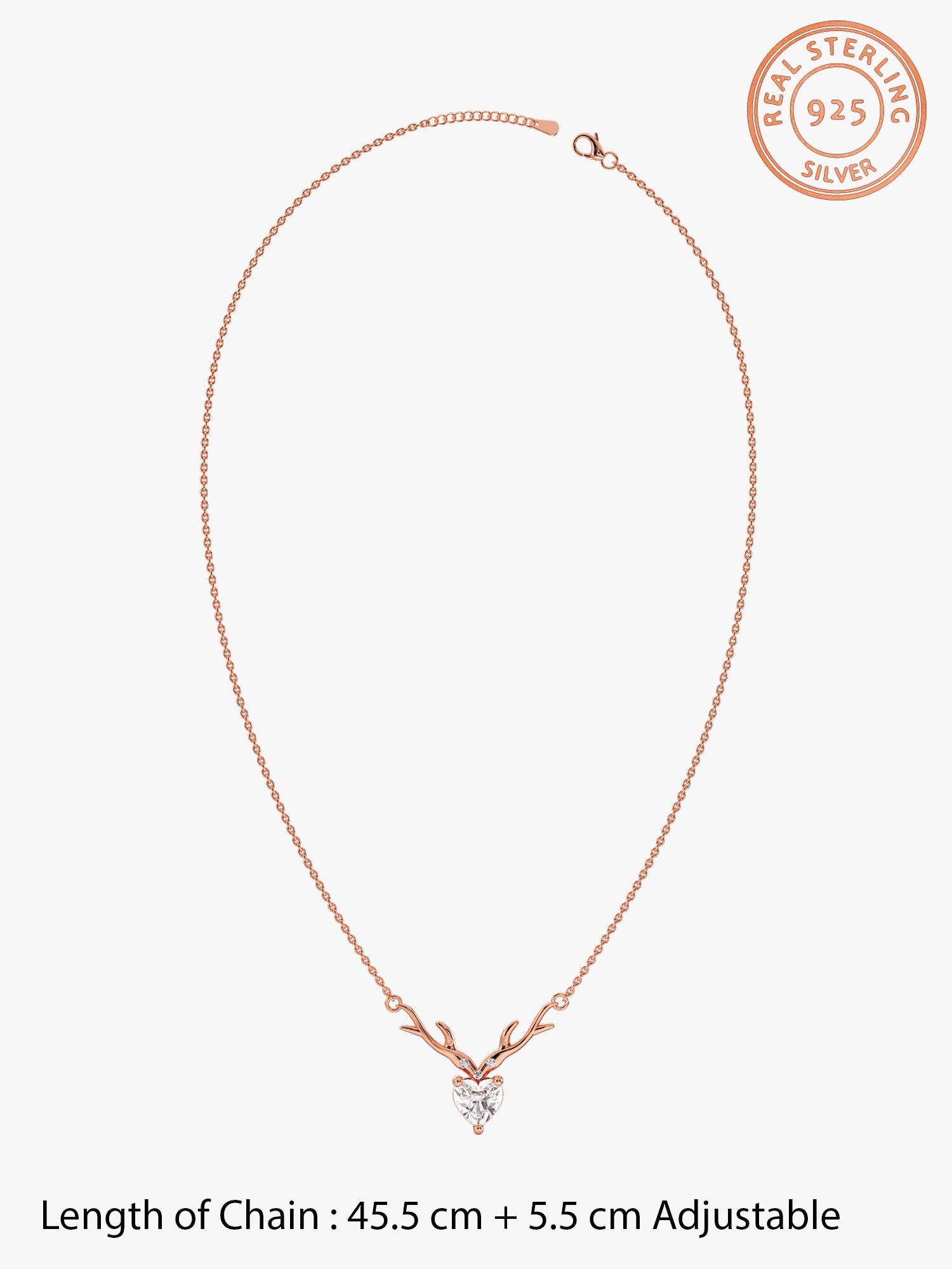 Rose Gold Deer Heart Necklace