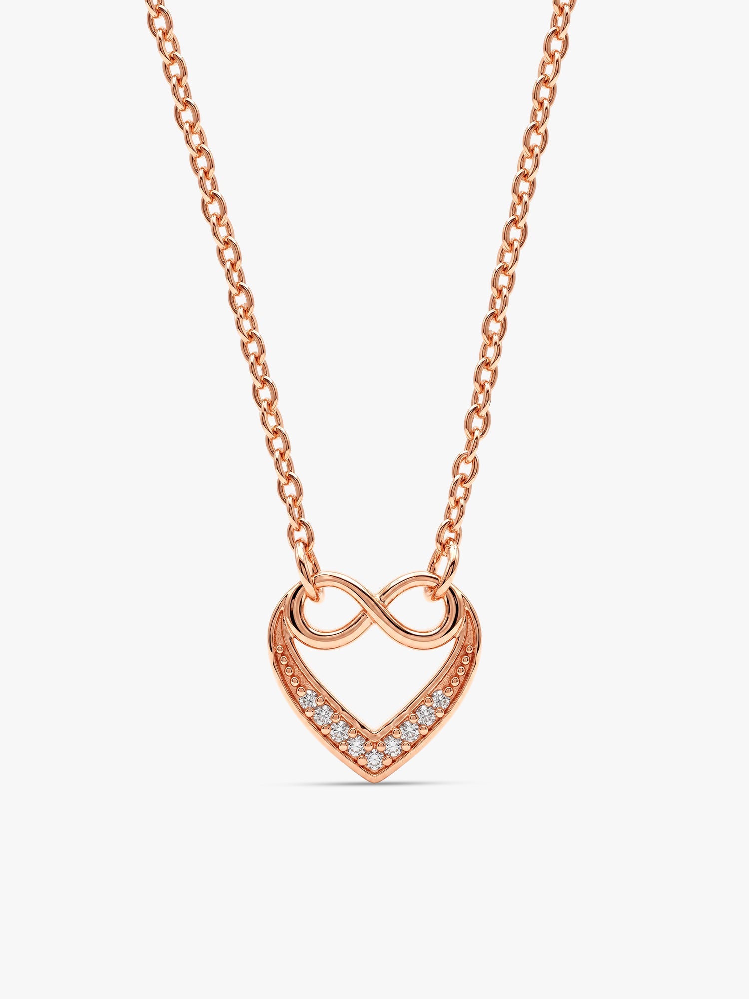 Rose Gold Infinite Love in Heart Necklace