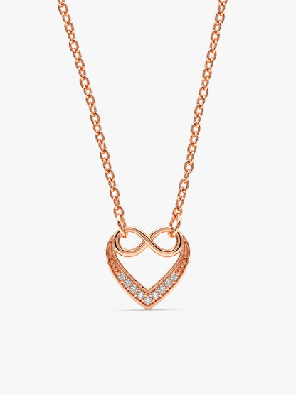 Rose Gold Infinite Love in Heart Necklace