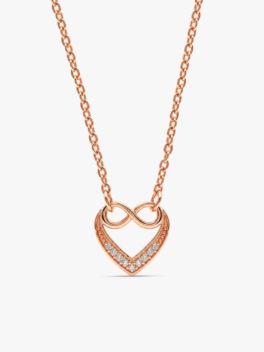 Rose Gold Infinite Love in Heart Necklace