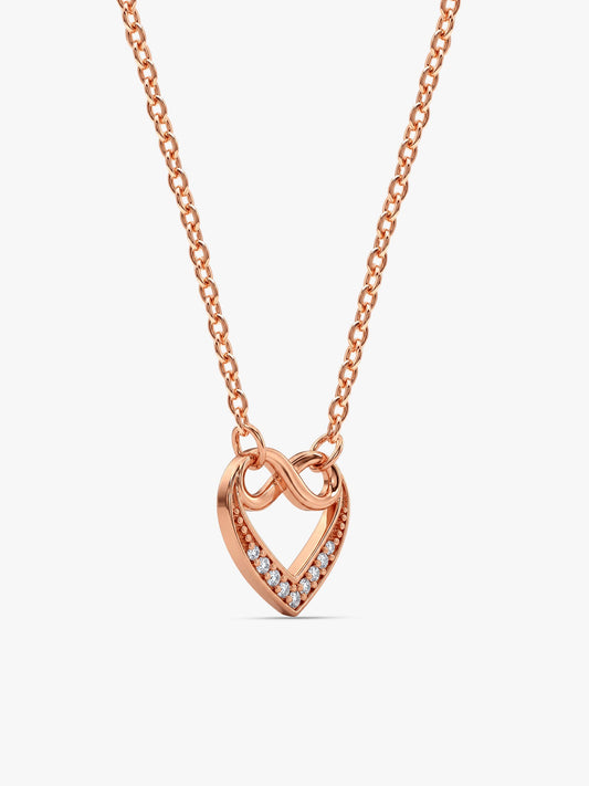 Rose Gold Infinite Love in Heart Necklace
