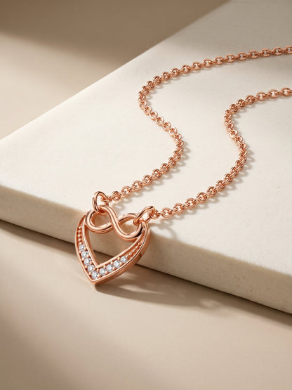 Rose Gold Infinite Love in Heart Necklace