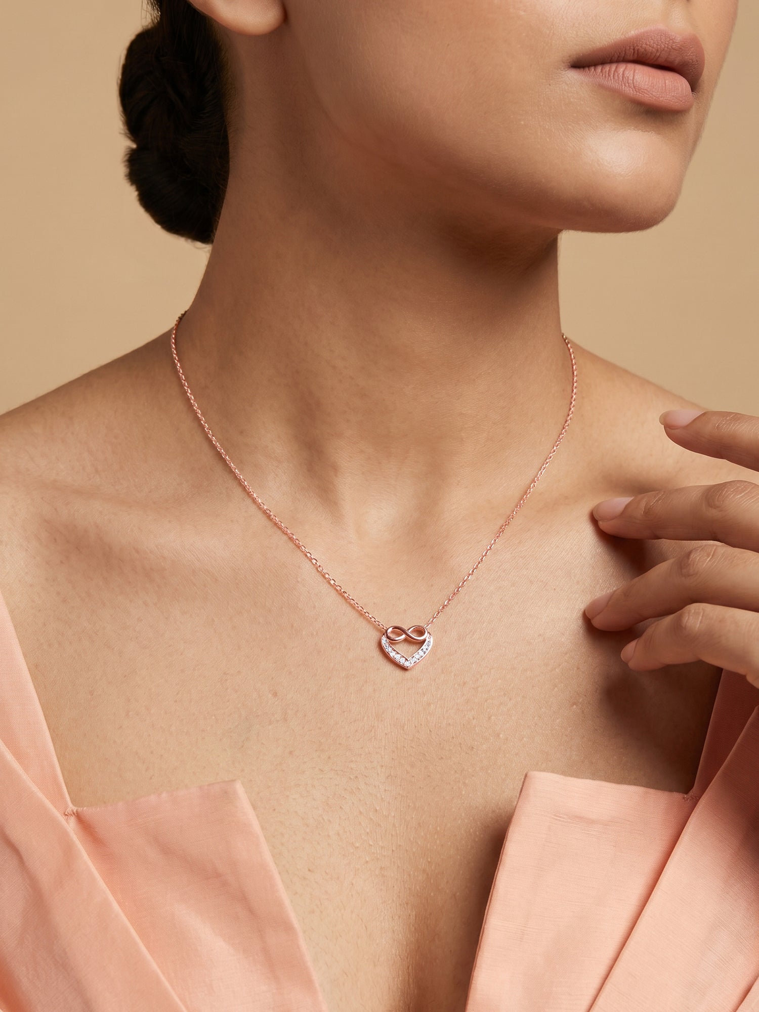 Rose Gold Infinite Love in Heart Necklace