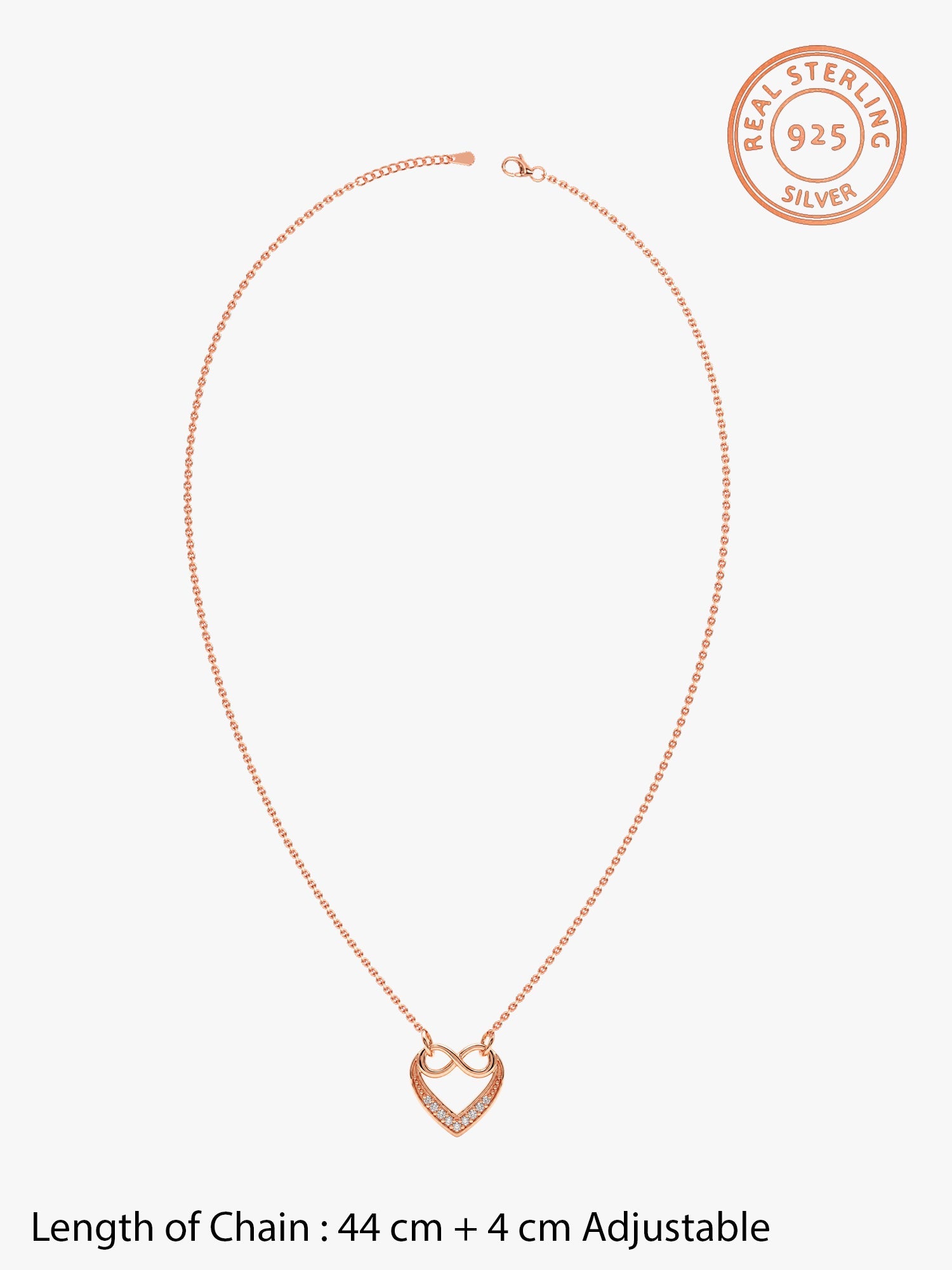 Rose Gold Infinite Love in Heart Necklace