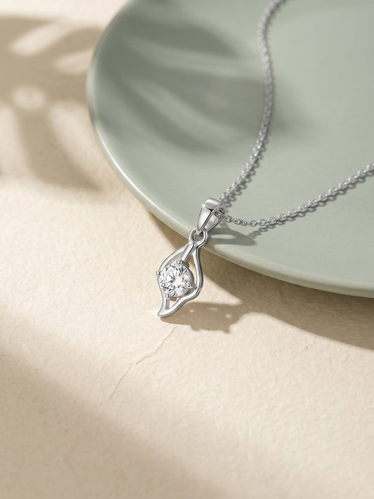 Silver Falling Dew Pendant With Link Chain